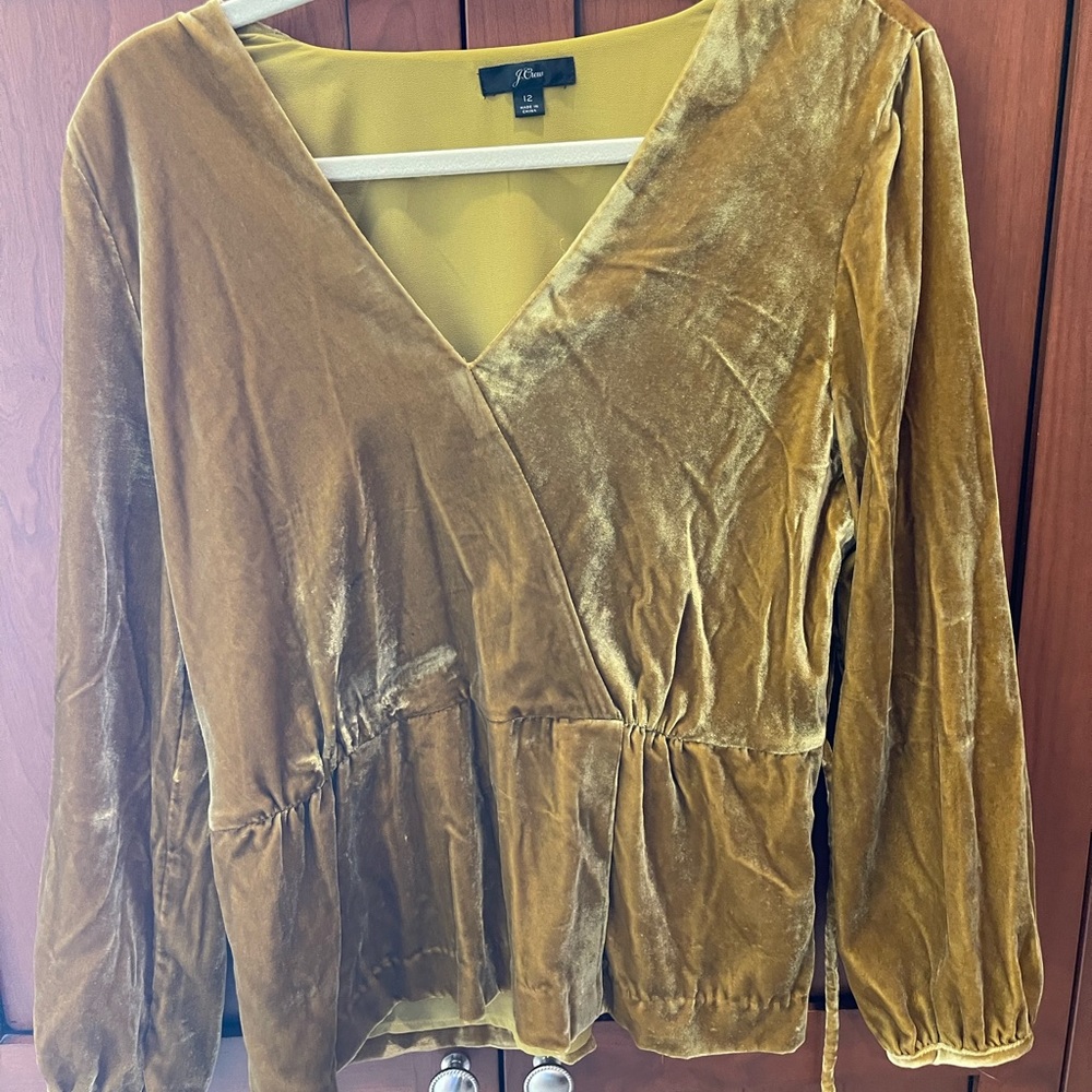 J. Crew. Size 12. Velvet, side-zip top.